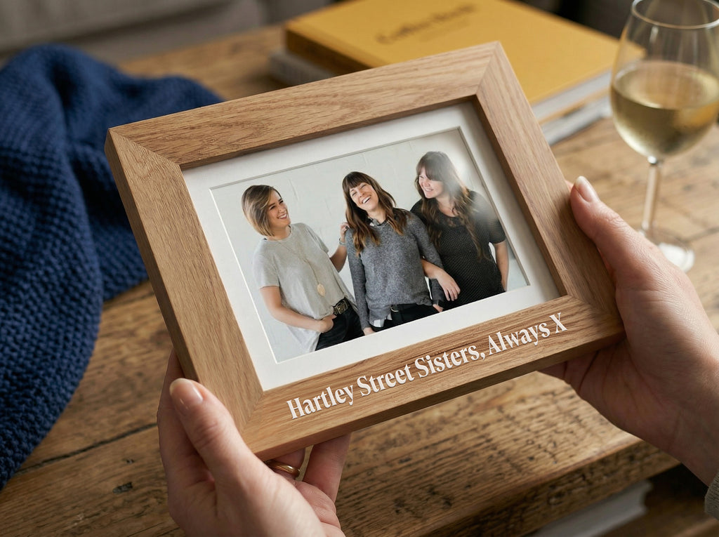 Personalised Oak Photo Frame – Custom Message Printed on Wood (5x7 Gift)